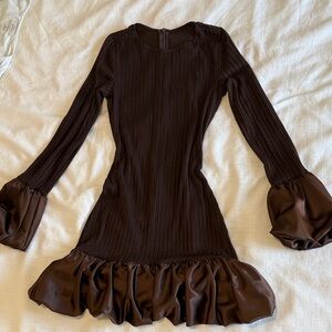 Brown Long Sleeve Dress